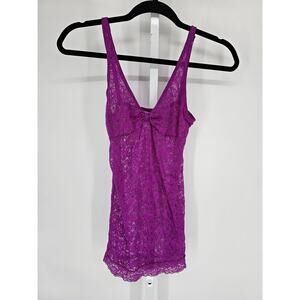 1990s Marilyn Monroe Intimates Womens Sz M Full Lace Nightie Purple V Neck